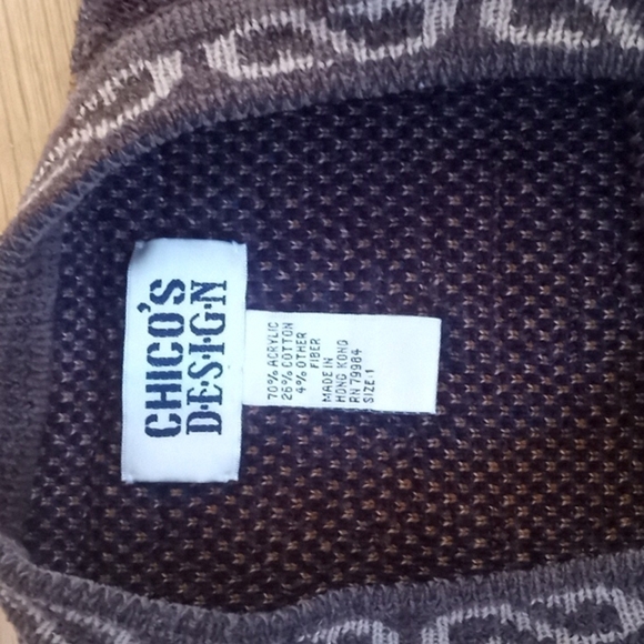 Chico's Design Vintage 90s Colorful Pattern Cotton Blend Cardigan Sweate… - Picture 12 of 16